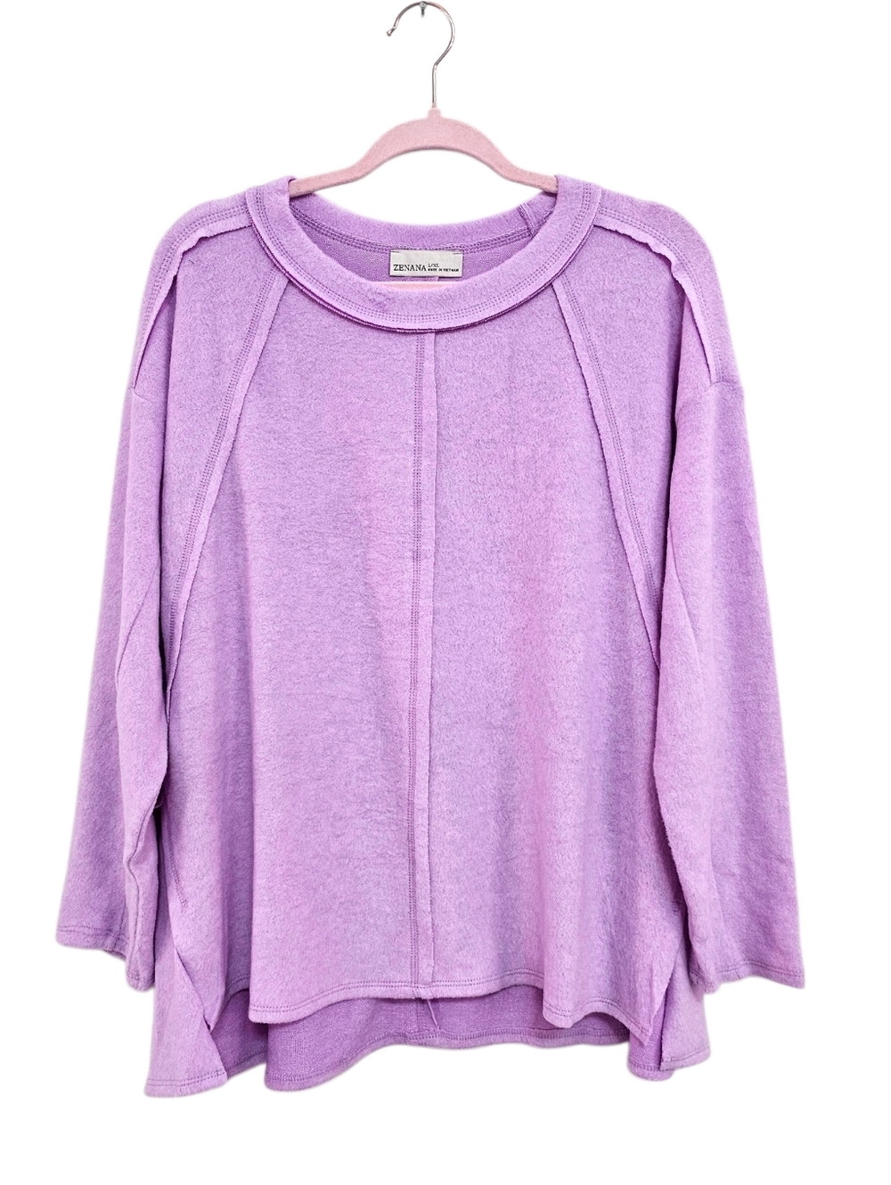 New Zenana Henley Top Women Size S M L XL Pink Purple